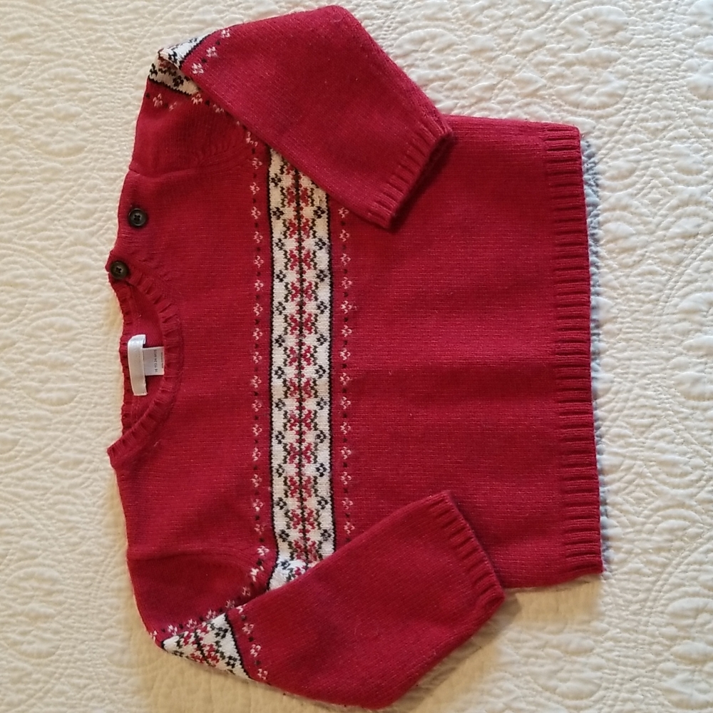 Janie and Jack 18 to 24 month red fair isle sweater